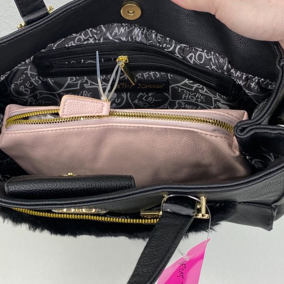 Betsey Johnson Kitch Tote Black Bag with Pouch - Picture 4 of 5